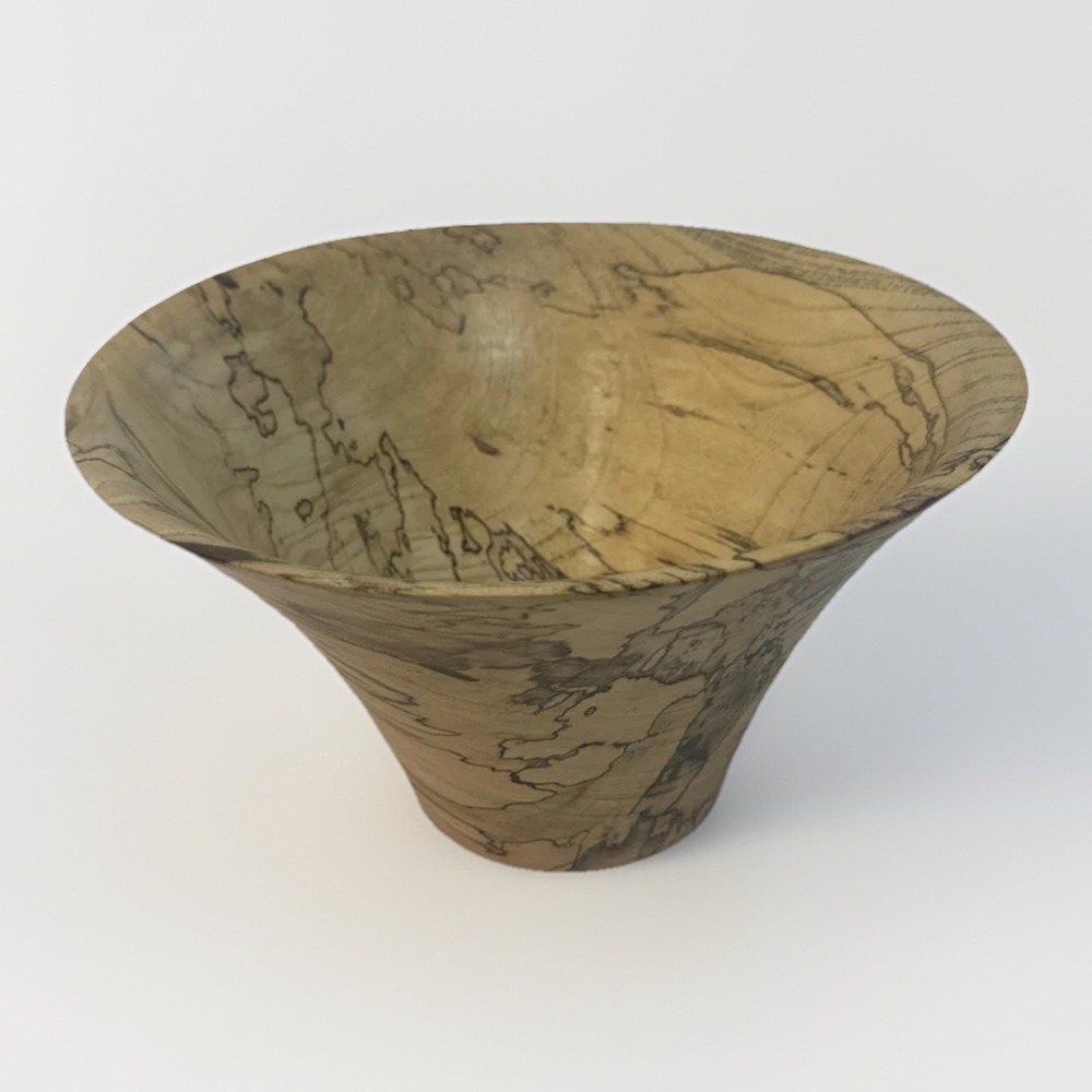 Signed Hand Turned Spalted Red Alder Wood Bowl 6"x10"